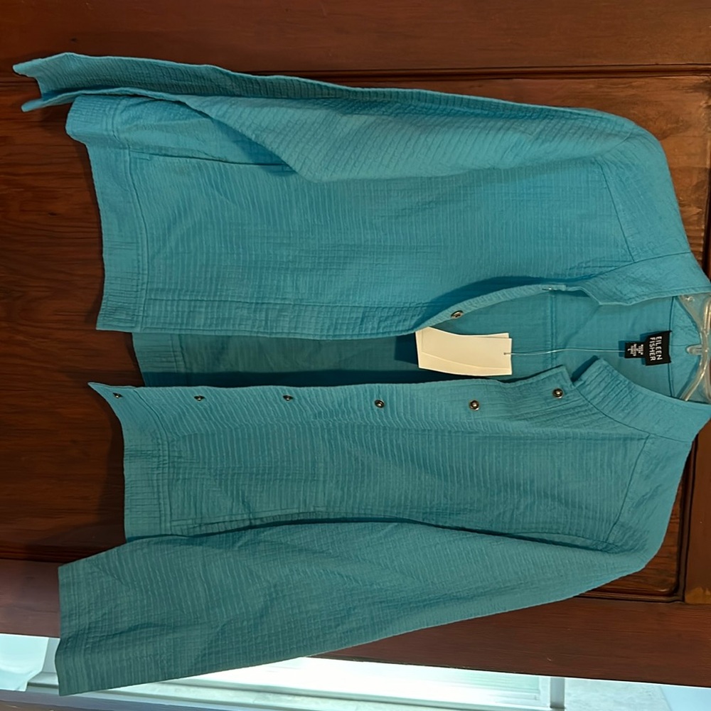 Eileen fisher turquoise collar jacket